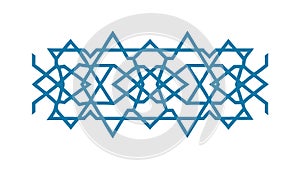 Blue Geometric Star of David Pattern Border, vector design Generative AI