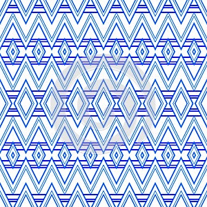 Blue Geometric Tribal Diamond Pattern