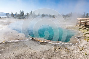 Blue Geyser Pool at Yellowstone Lake in Yellowstone National park,Wyoming.usa