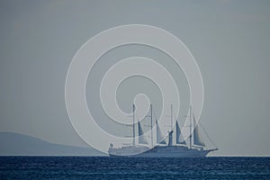 Blue ghostly boat