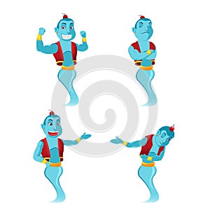 Blue Giant Genie Character Set Vector