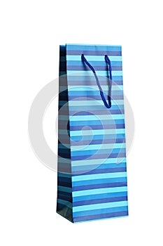 Blue gift bag isolated on white.