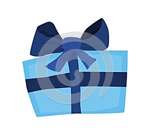 blue gift with bow present for the holiday. vector