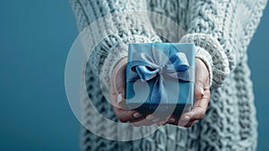 The blue gift box.AI generated image
