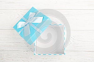 Blue gift box with bow