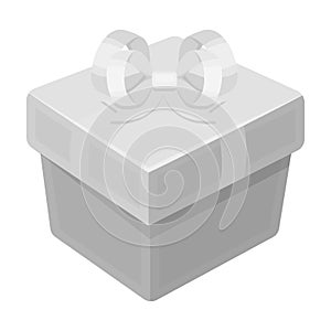 A blue gift box with a bow.Gifts and Certificates single icon in monochrome style vector symbol stock illustration.