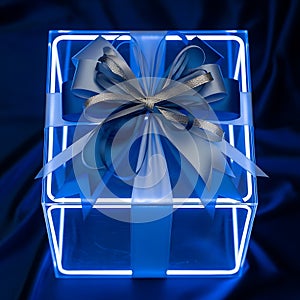 Blue Gift Box with Bow