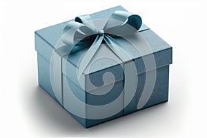 Blue Gift Box on White Background for Gifting and Celebrations.