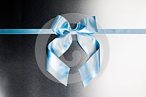 Blue gift satin ribbon bow