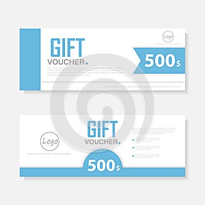 Blue Gift voucher template with colorful pattern,cute gift voucher certificate coupon design template