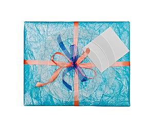 The blue gift which is elegantly packed