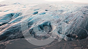 Blue Glacial Ice Close-up in Iceland in winter