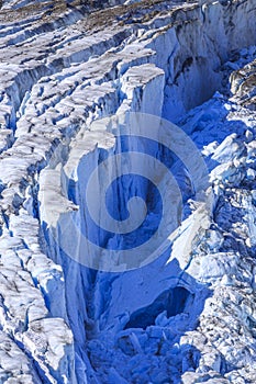 Blue Glacial Ice and Falling Seracs
