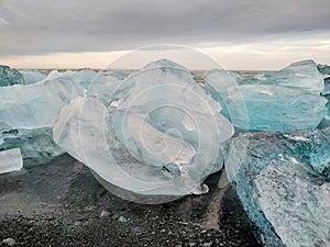 Blue Glacier Diamond Beach Nature Background