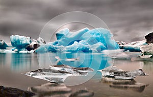 Modrý ledovec hnát Jökulsárlón laguna 