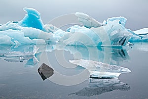 Blue glacier drift pack ice melting