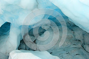 Blue glacier ice cave