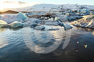 Blue glacier ice, iceberg, Jokulsarlon lagoon, Iceland