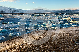 Blue glacier ice, iceberg, Jokulsarlon lagoon, Iceland