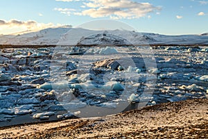 Blue glacier ice, iceberg, Jokulsarlon lagoon, Iceland