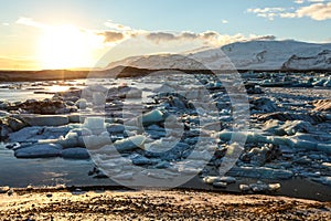 Blue glacier ice, iceberg, Jokulsarlon lagoon, Iceland