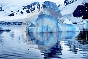 Blue Glacier Iceberg Snow Mountains Paradise Bay Skintorp Cove Antarctica