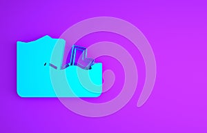 Blue Glacier melting icon isolated on purple background. Minimalism concept. 3d illustration 3D render