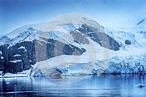 Blue Glacier Snow Mountains Paradise Bay Skintorp Cove Antarctica