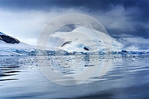 Blue Glacier Snow Mountains Paradise Bay Skintorp Cove Antarctica