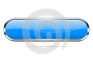 Blue glass button. 3d shiny oval icon