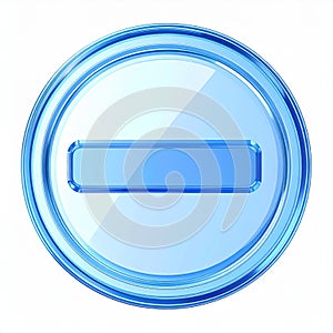 Blue Glass Circle Button Icon with Rectangular Element