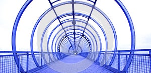 Blue glass corridor