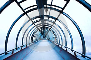 Blue glass corridor