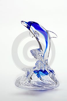 Blue glass dolpin figurine