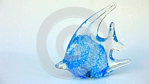 Blue glass fish fresh water drops