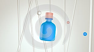 Blue glass jar of cosmetics on a light neutral background.