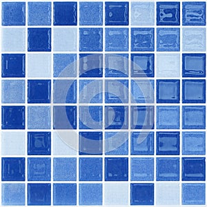 Blue glass mosaic tile wall