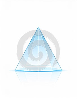 Blue Glass Pyramid on White Background