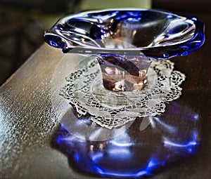 A Blue Glass Vase From A Bygone Era