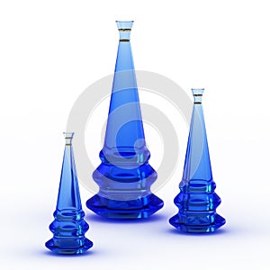 Blue glass vases