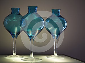 Blue glass vases