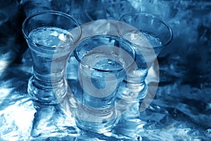 Blue glass with vodka