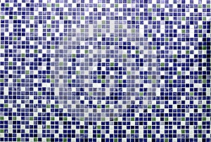 Blue glass wall mosaic for texture background