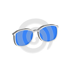 Blue Glasses, Eyeglasses symbol. Flat Isometric Icon or Logo