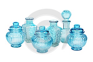 Blue glassware set with pattern