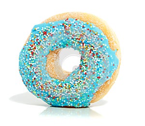 A blue glazed donut