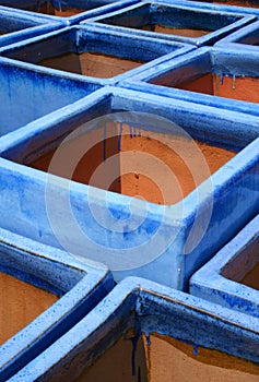 Blue Glazed Terra-cotta Pots