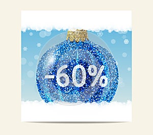 Blue glitter christmas ball for christmas sale