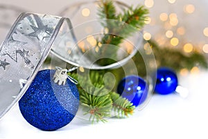 Blue glitter christmas balls