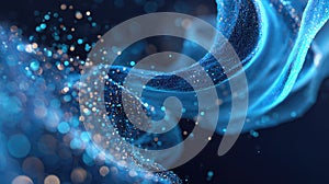 Blue particles flowing creating abstract digital wave background